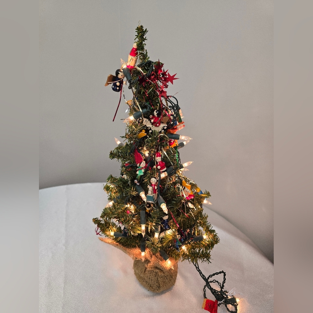 18" Tree with Lights and LOTS of Miniature Ornaments